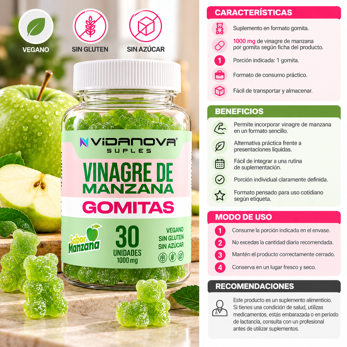 Gomitas de Vinagre de Manzana 1000 mg
