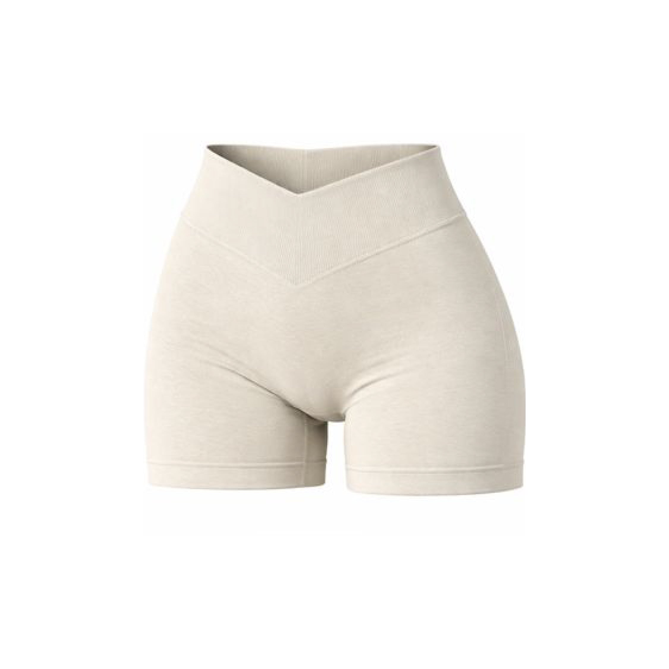 Short Push Up Liso con Cintura en V -  Crema
