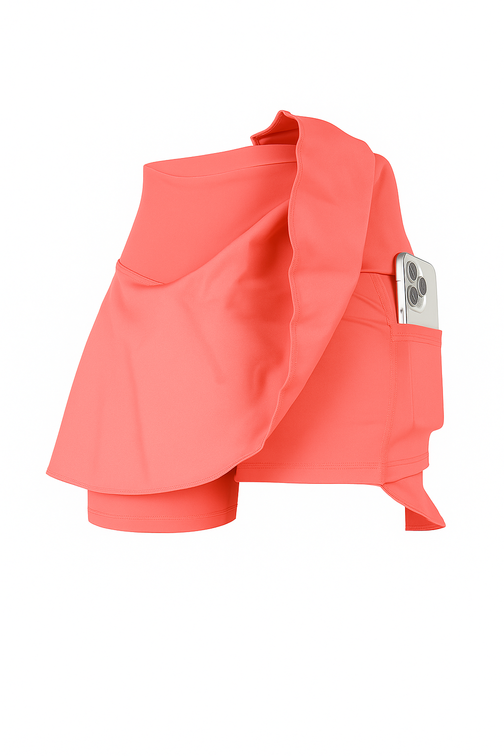 Falda Short Con Bolsillos — Coral Neon