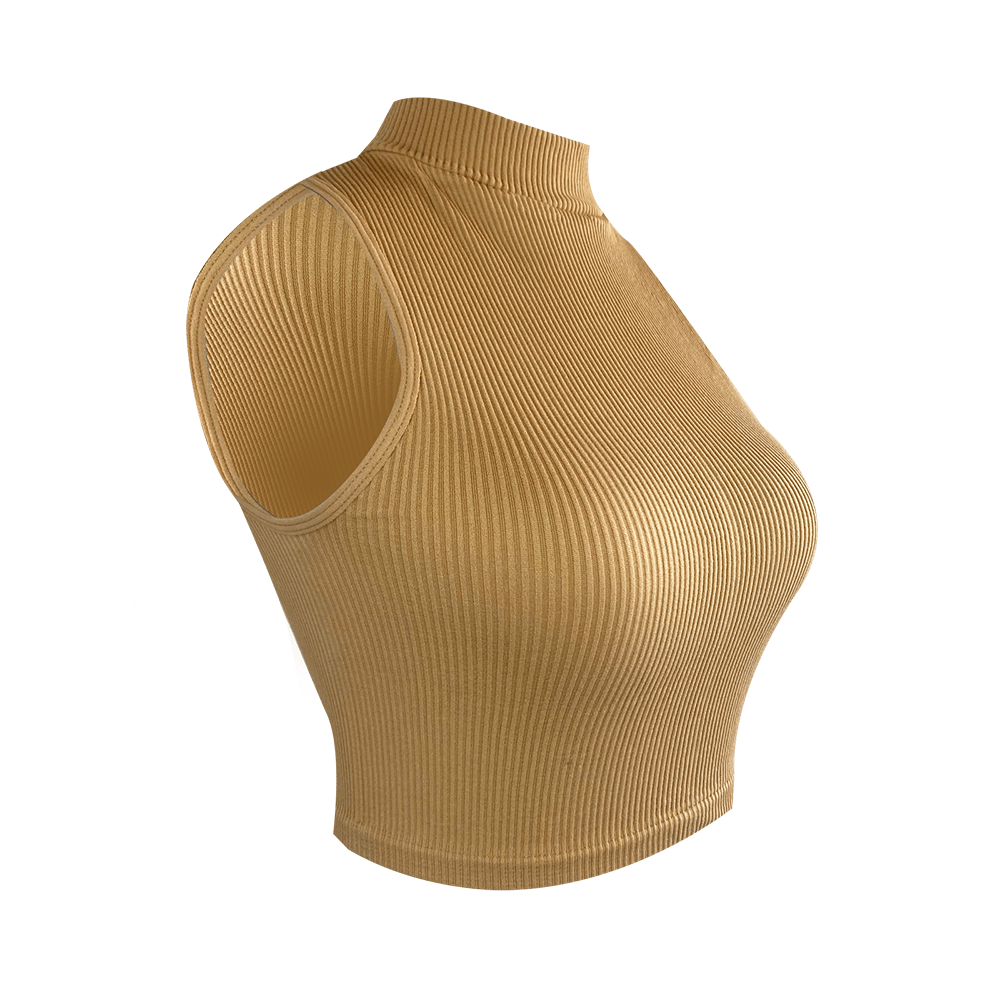 Crops Beige Cuello Alto - Talla Estándar